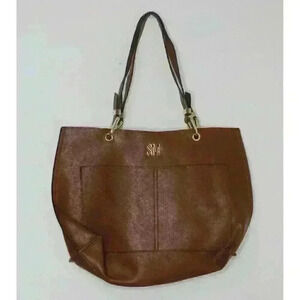 Steve Madden Womens Bwilde Faux Leather Embellished Modern Brown Flat Tote Purse